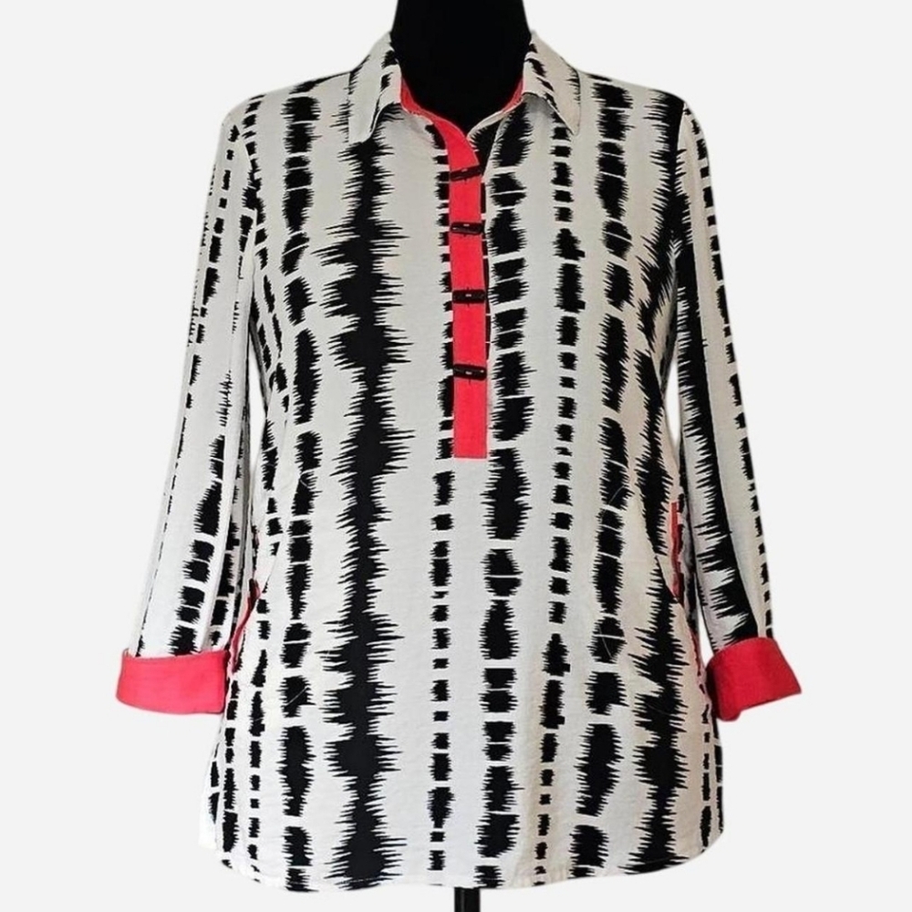 ALI MILES Women's Size S 3/4 Sleeve‎ Print Shirt